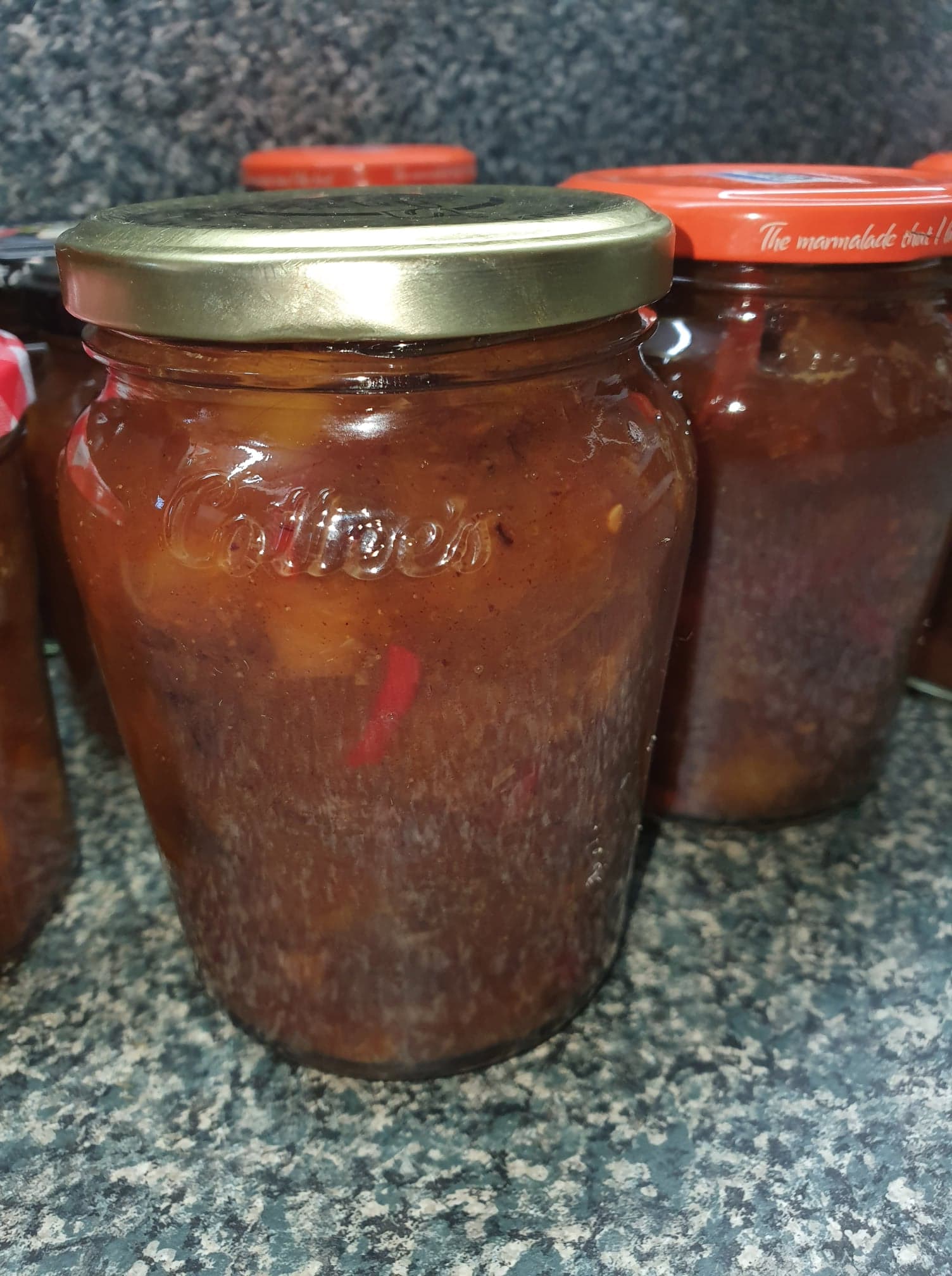 Finished and jarred picture of Rhonda's Spicy Mango Chutney